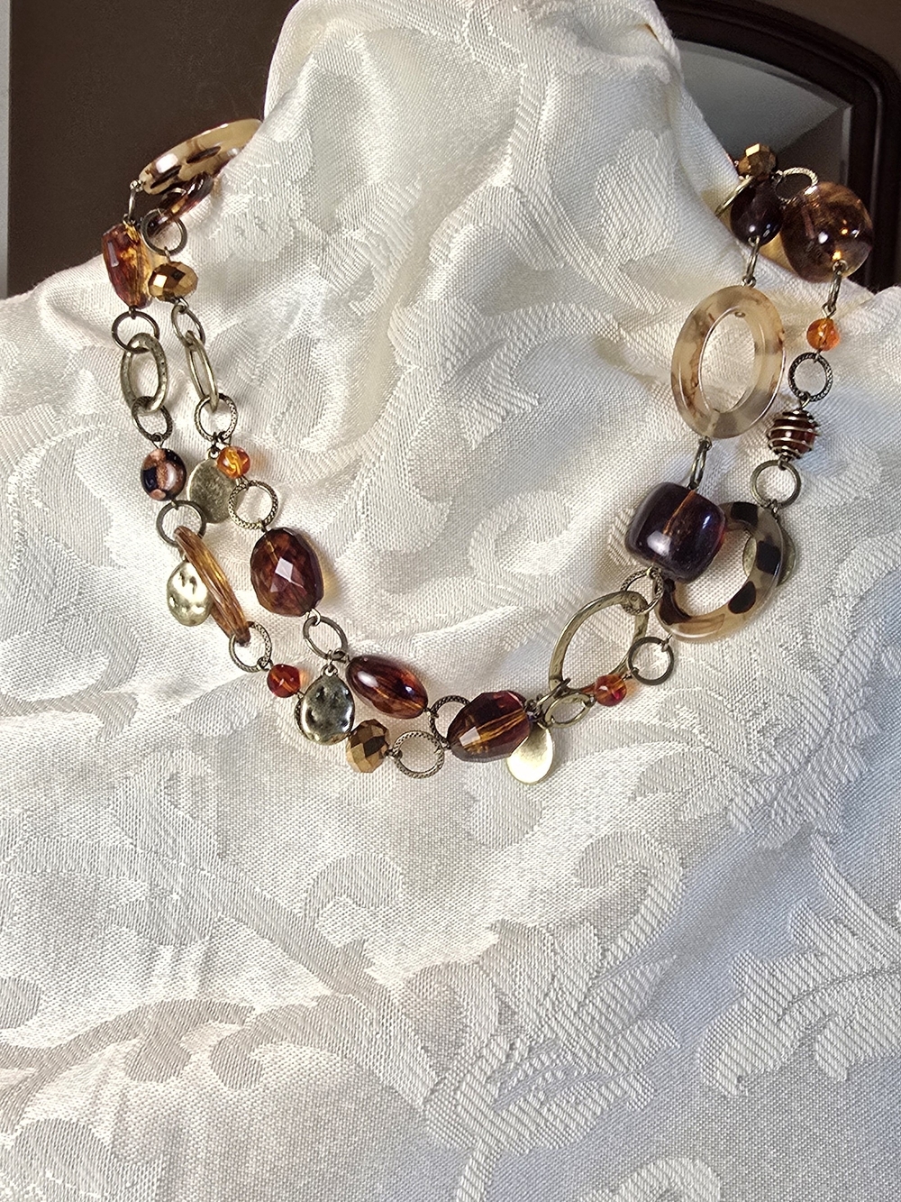 Premier Designs Amber and Gold Women’s Necklace & Bracelet Set